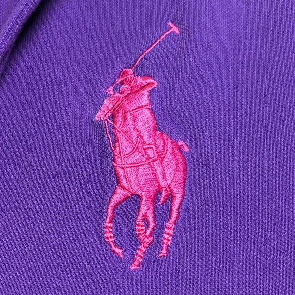 Polo Ralph Lauren The Skinny Polo Shirt in Purple w Large Pink Pony Logo, # 4. - Picture 9 of 11